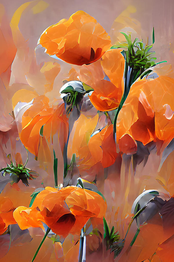 Orange Poppies Digital Art by Bonny Puckett