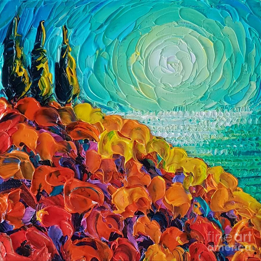 Orange poppies by the sea Painting by Ana Maria Edulescu