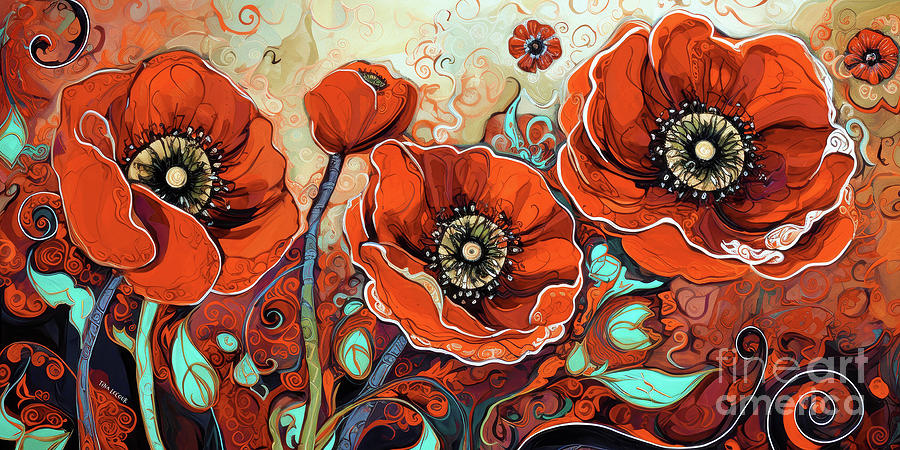 Orange Poppy Daydream Painting by Tina LeCour