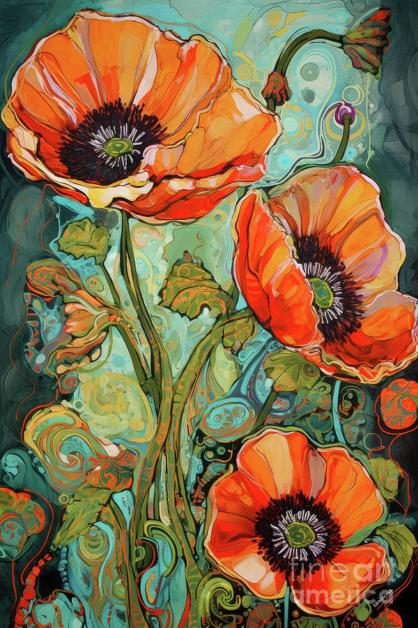 Orange Poppy Delight Painting by Tina LeCour