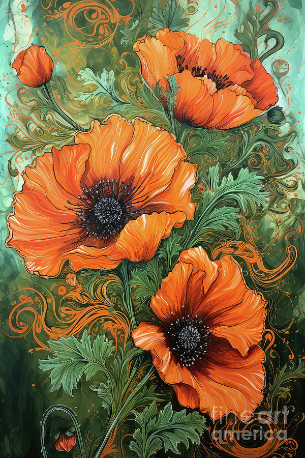 Orange Poppy Rapture Painting by Tina LeCour