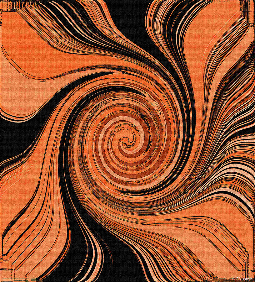 Orange Red Spiral Abstract Digital Art by Tom Janca