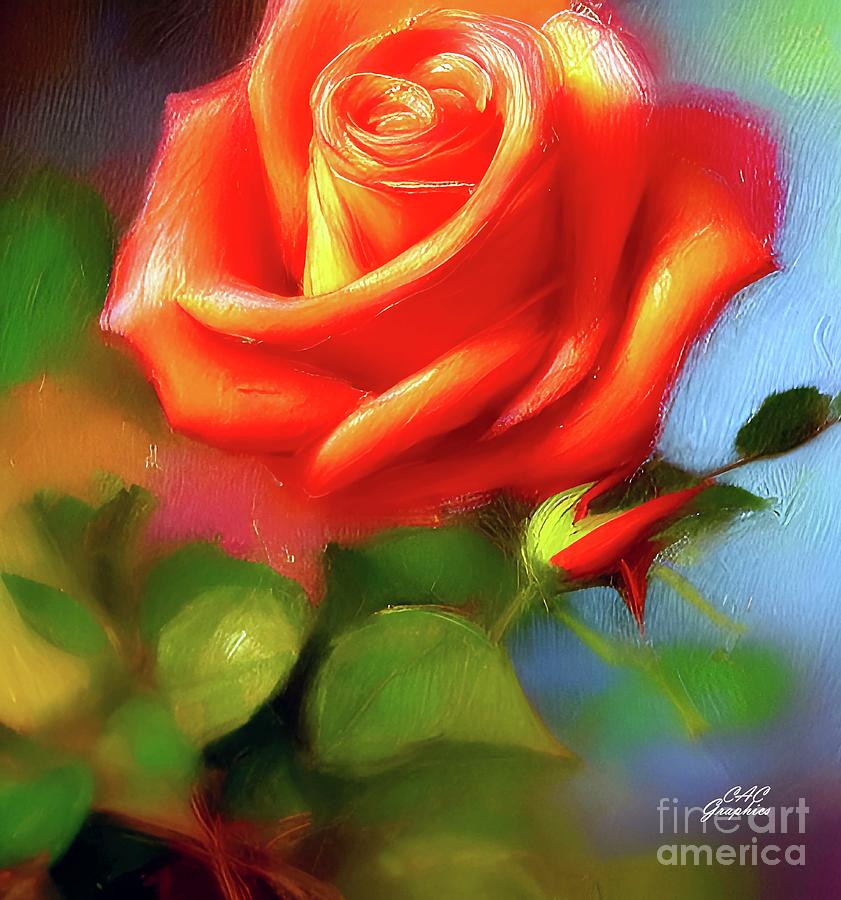 Orange Rose Painting by CAC Graphics