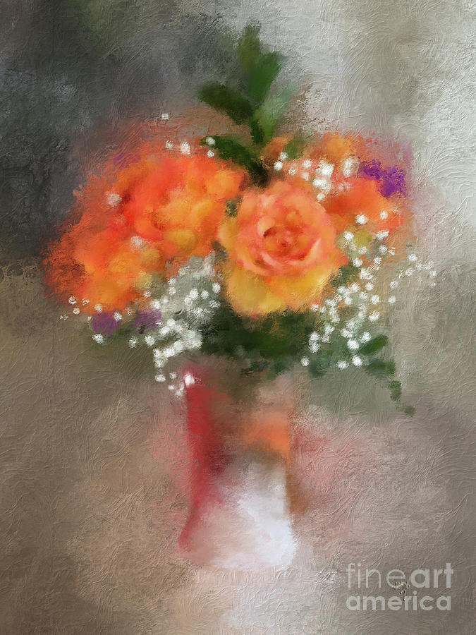 Orange Roses Digital Art by Lois Bryan