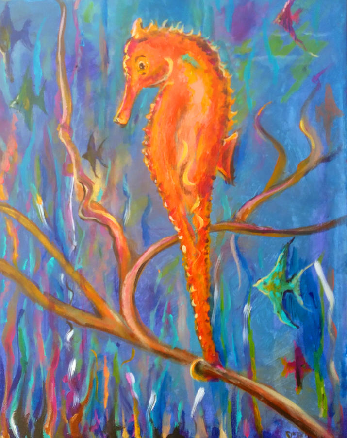 orange Seahorse Painting by Dov Gertzweig - Fine Art America