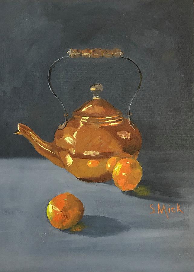 Orange Series one of five Kettles On Painting by Sharon Mick