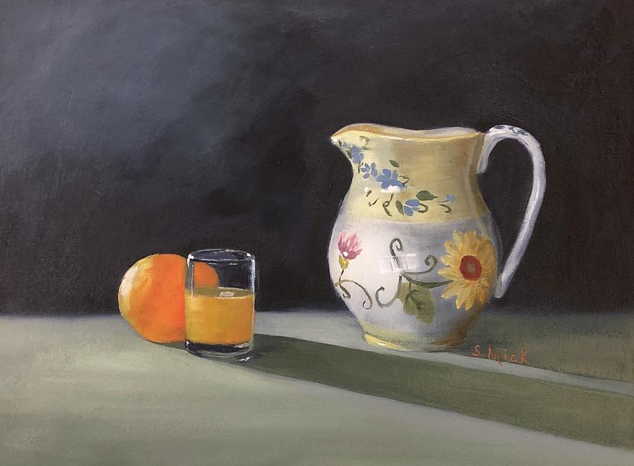 Orange Series three of Five   Fresh Morning Orange Juice Painting by Sharon Mick