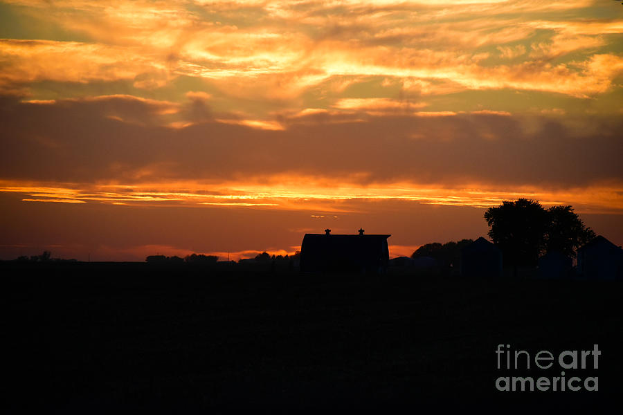 Orange Sherbet Sunset With Barn  Photograph by Kathy M Krause