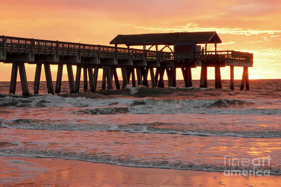 Orange Sky and Pier Photograph by Timothy OLeary