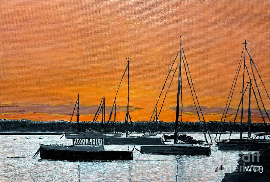 Sunset Painting - Orange Sky at Night by William Bowers