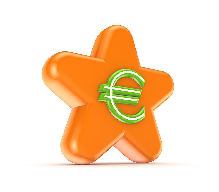 Orange star with a green euro sign. Photograph by Fruttipics