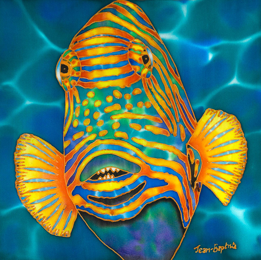 Abstract Painting - Orange Striped Triggrfish by Daniel Jean-Baptiste