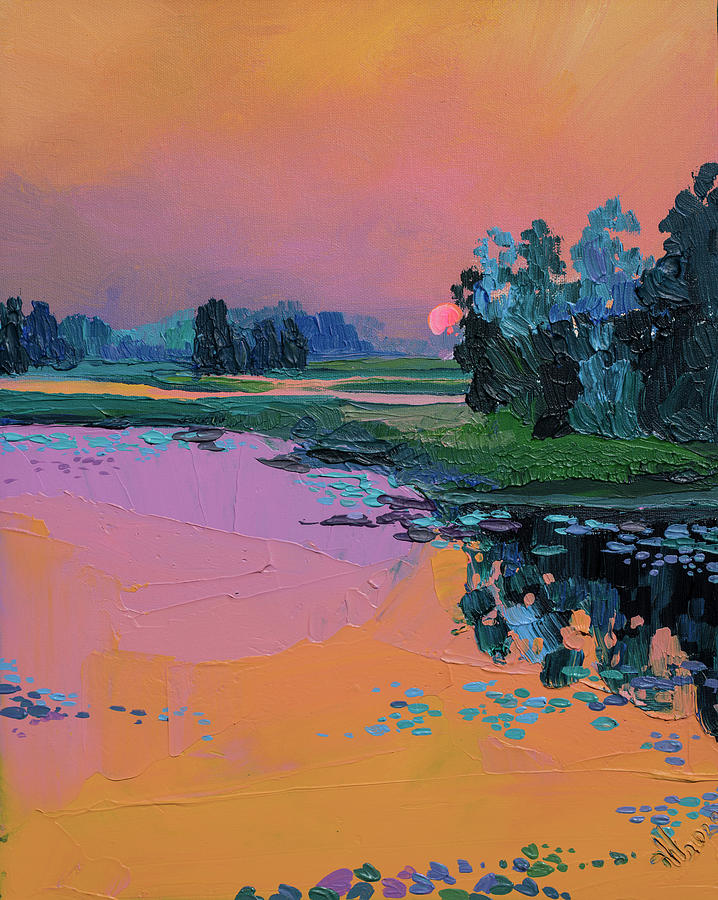 Orange Sun Painting by Anastasia Trusova Orange Sun Painting by Anastasia Trusova