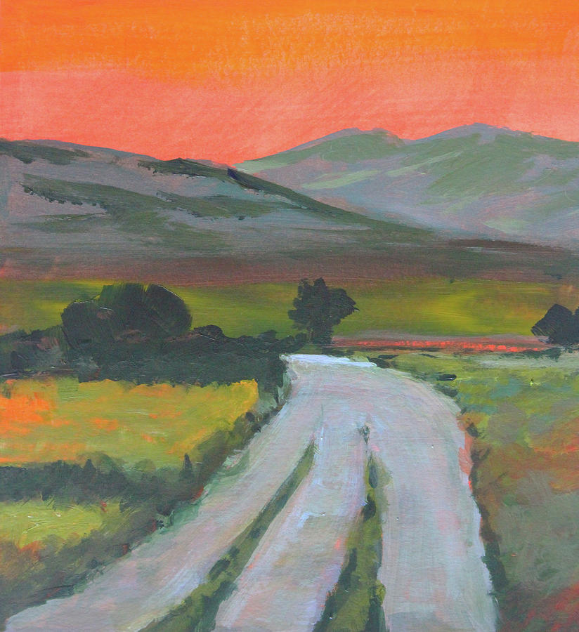Orange Sundown Painting by Nancy Merkle