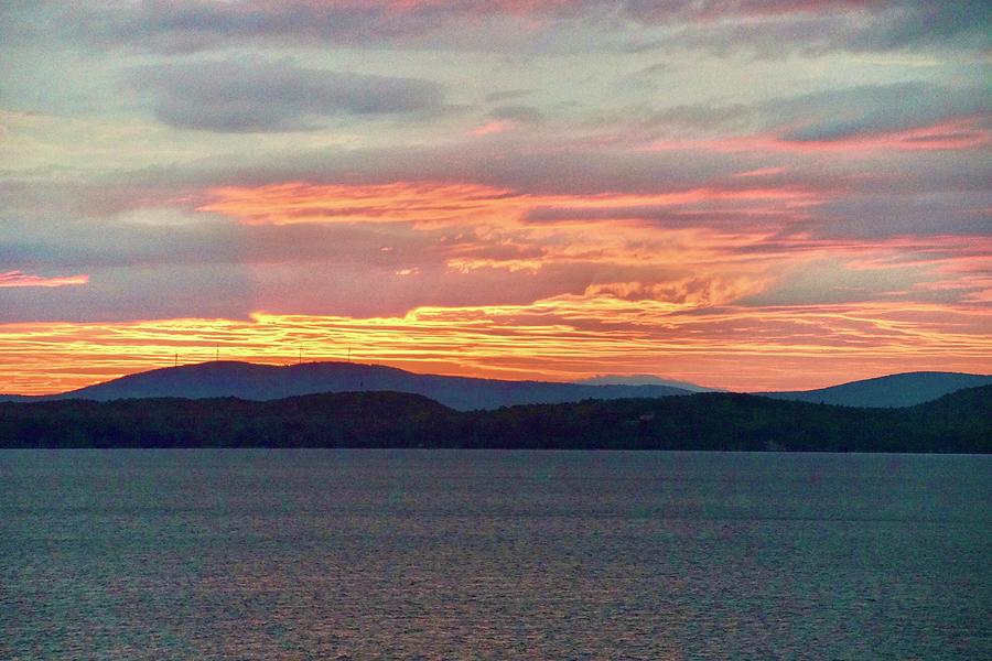 Orange sunrise 1277 over lake champlain colchester vermont Photograph ...