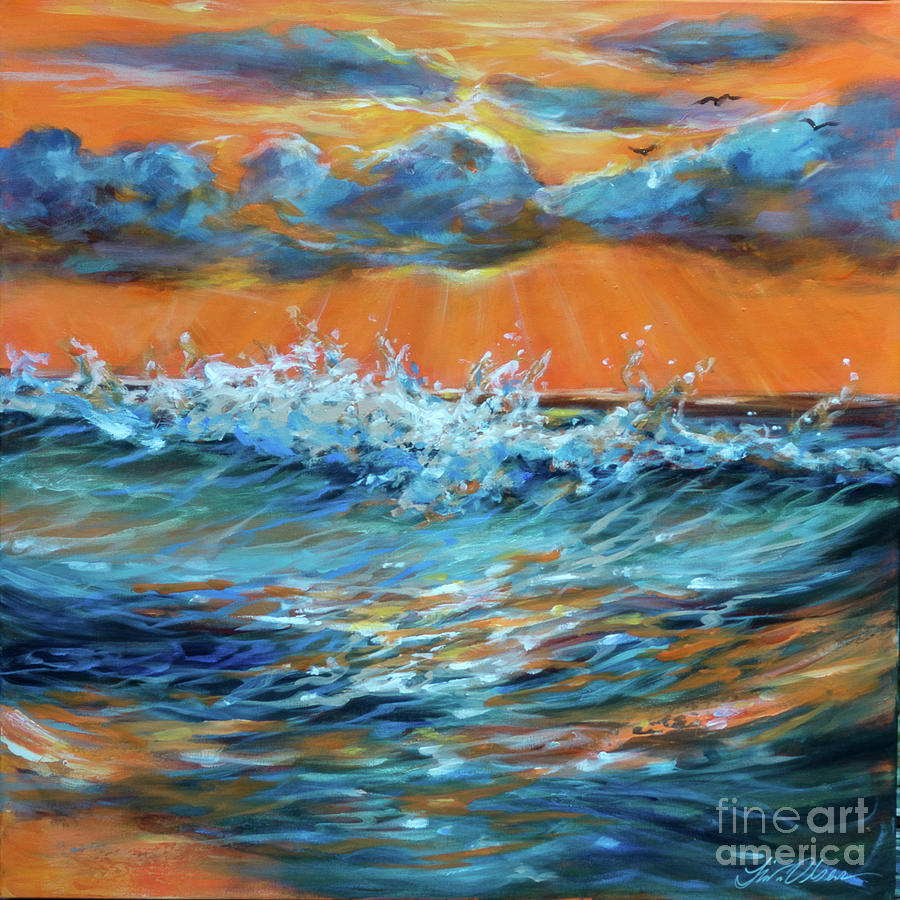 Orange Sunrise Painting by Linda Olsen