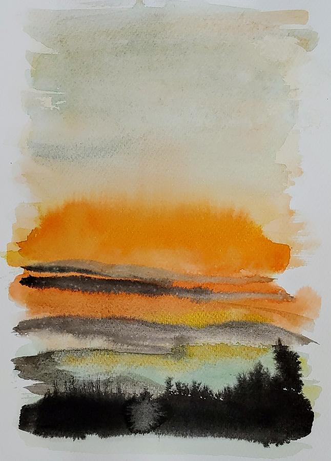 Orange Sunset  Painting by Alma Yamazaki