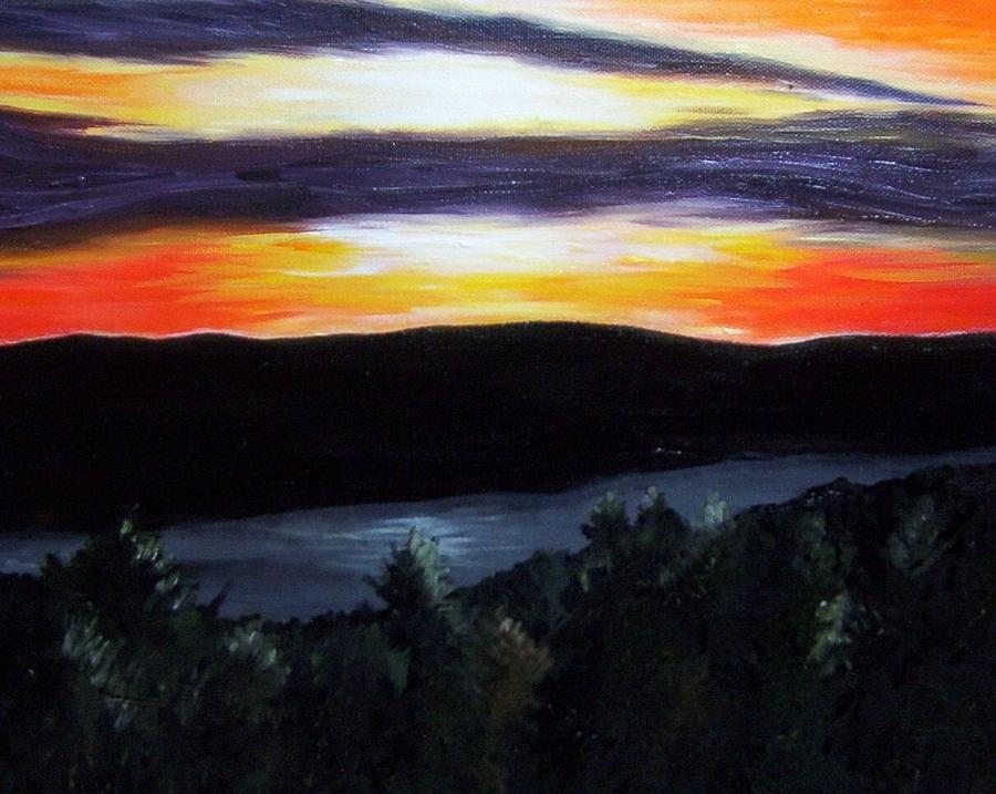 Orange Sunset Painting by Joanne Stowell