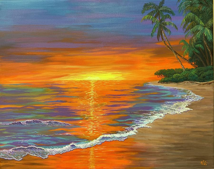 Orange Sunset Painting by Nicola Garner | Fine Art America