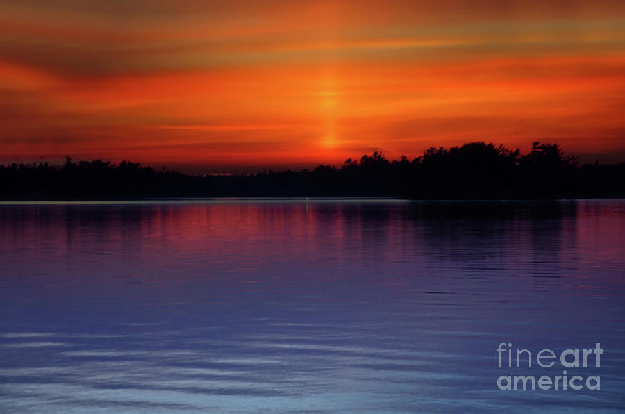 Orange Sunset on Lake Nipissing  Ontario  Canada  Photograph by Elaine Manley