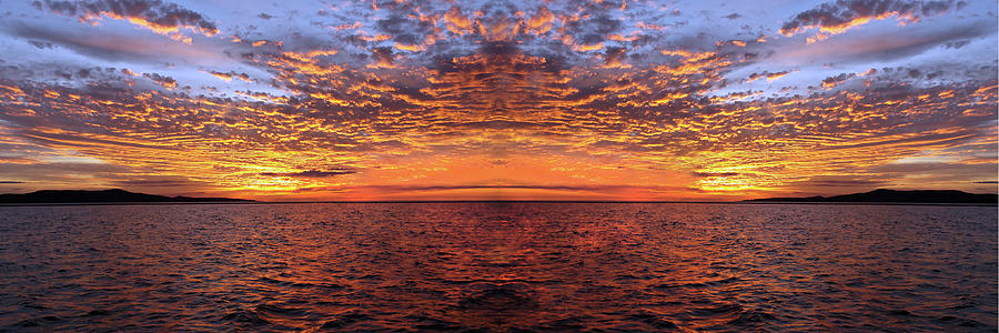 Orange Sunset Seascape, Lake Macquarie. Photograph by Geoff Childs
