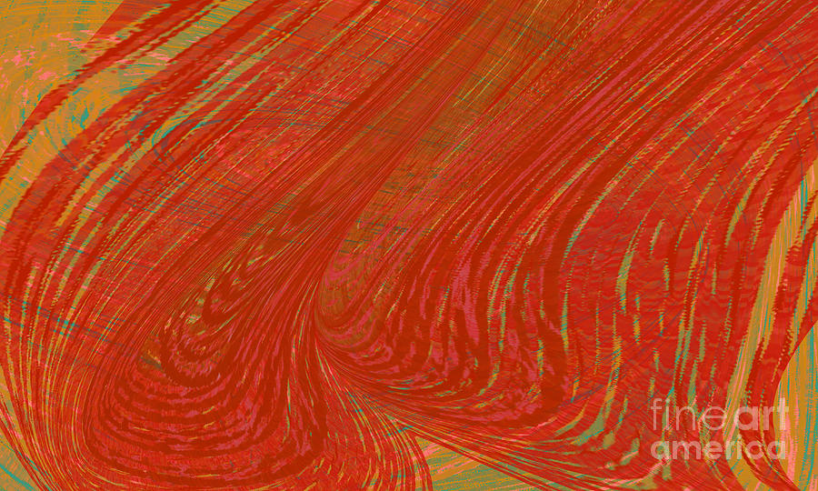 Orange Swirl Abstract With Blue Digital Art
