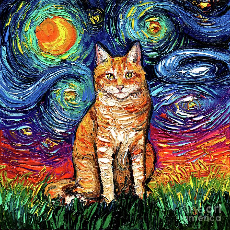 Orange Tabby Seated Painting by Aja Trier