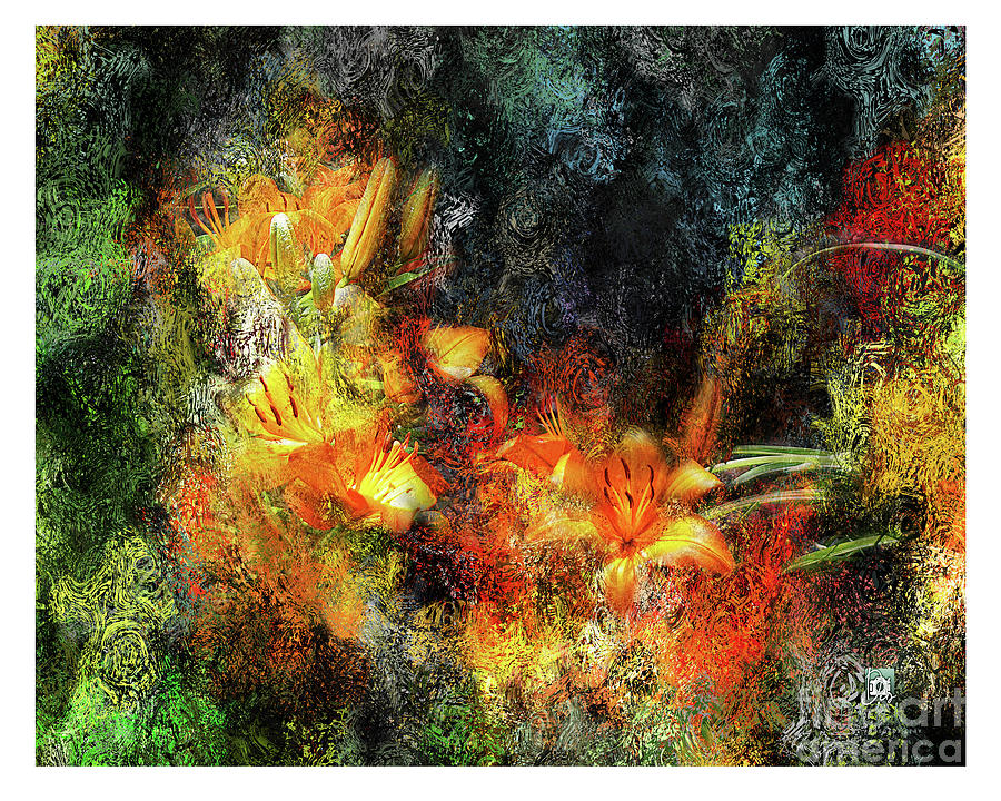 Orange Tigerlily Squiggle Digital Art by Deb Nakano