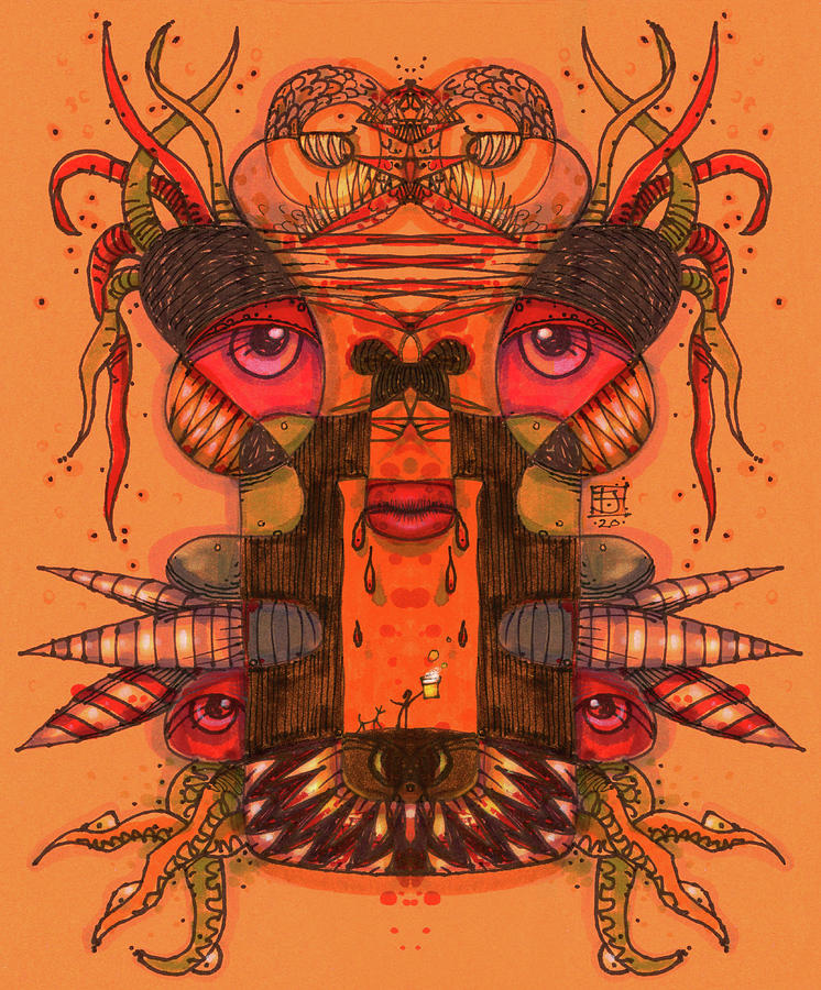 Orange Totem Painting by JE Higgins - Fine Art America