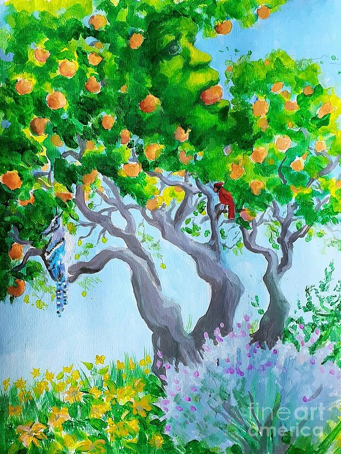 Orange Tree Man at Sunshine Ranch Painting by Lynn Maverick Denzer