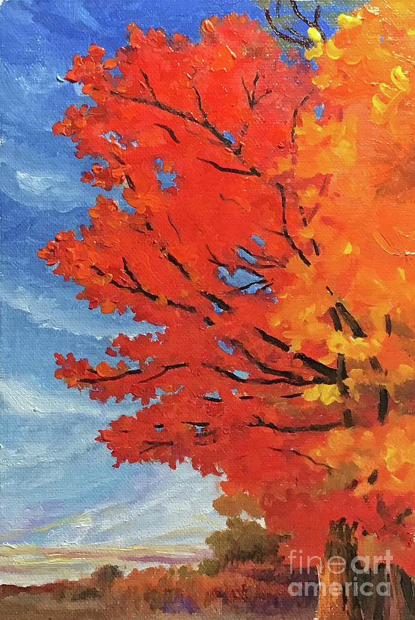 Red Trees Painting by Anne Marie Brown
