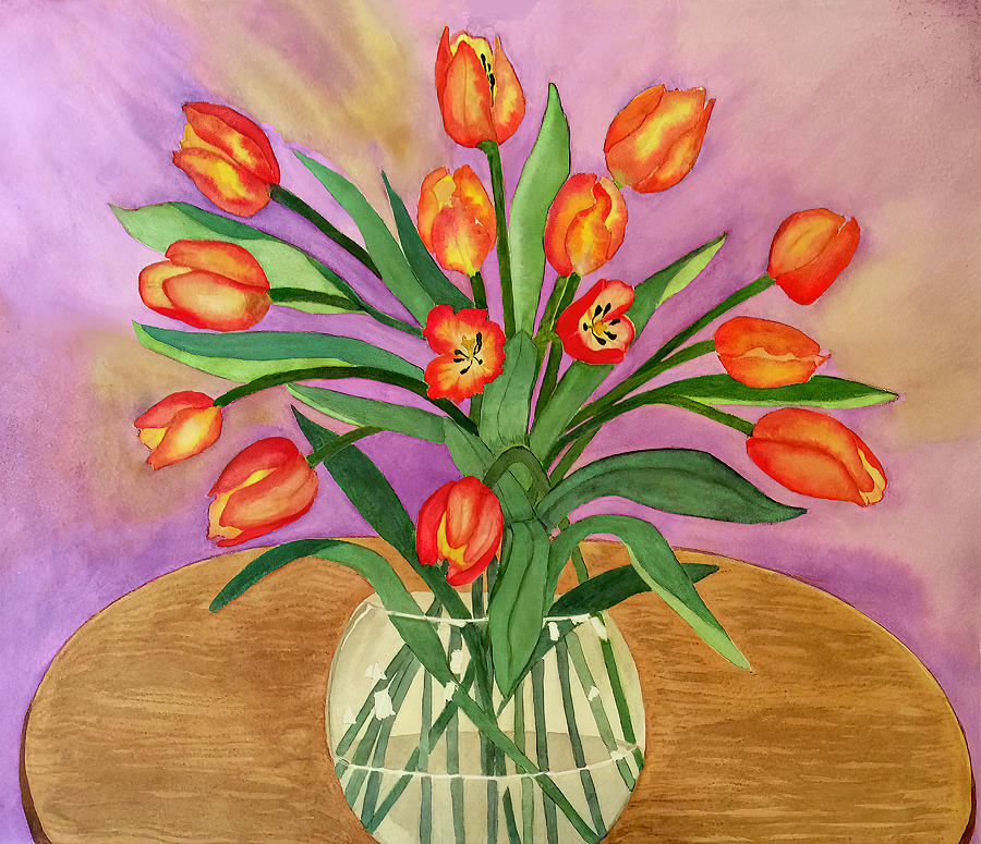 Orange Tulip Bouquet Painting by Deborah League
