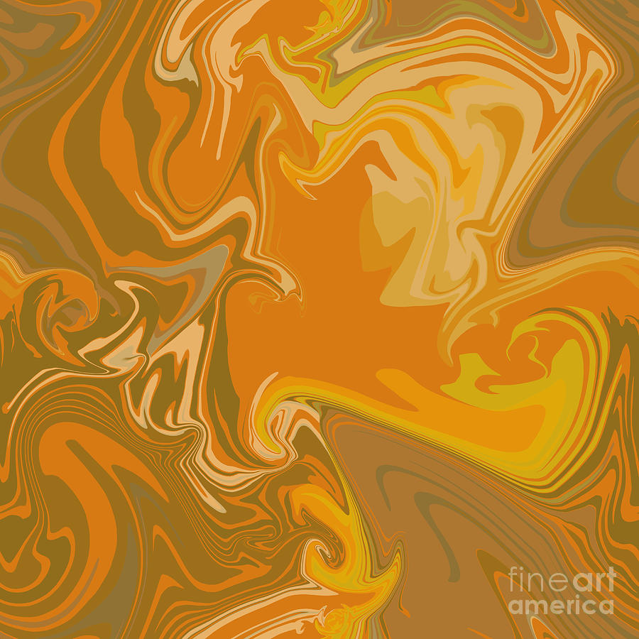 Orange Universe of Swirls - Marbleized Abstract Digital Art by Susan Vineyard