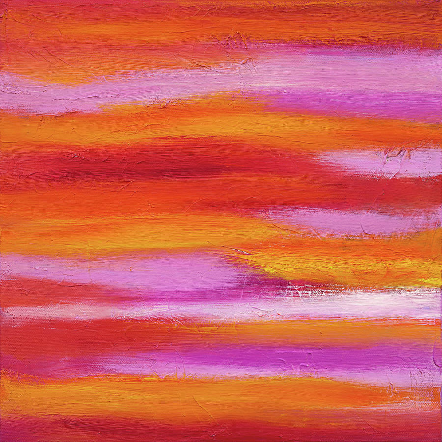 Orange Waves Painting by Maria Meester