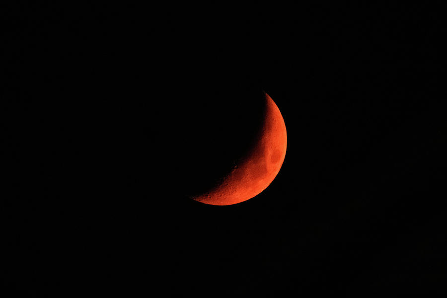 Orange Waxing Crescent Moon On Sept 11 2021 Photograph by Gregory Ballos