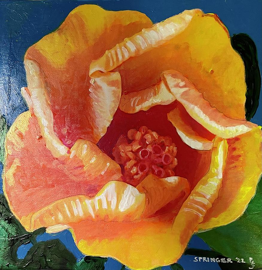 Orange-Yellow Chinese Hibiscus Painting by Gary Springer
