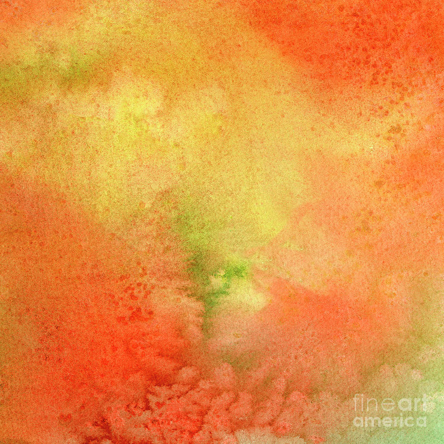 Orange, Yellow, Green Abstract Watercolor Design Painting by Sharon Freeman