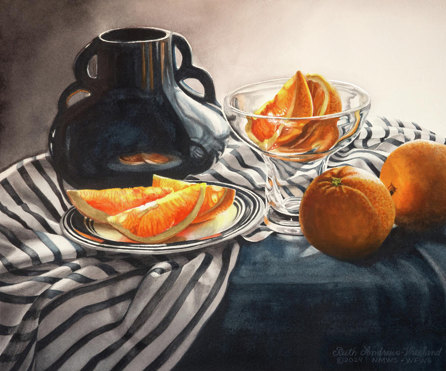 Oranges With the Blues Painting by Ruth Andrews-Vreeland
