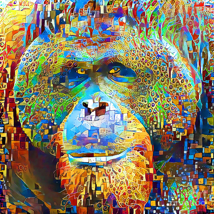 Orangutan in Contemporary Vibrant Happy Color Motif 20200502b v1 Photograph by Wingsdomain Art and Photography