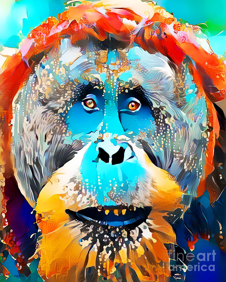 Orangutan in Vibrant Colors 20210727  Photograph by Wingsdomain Art and Photography