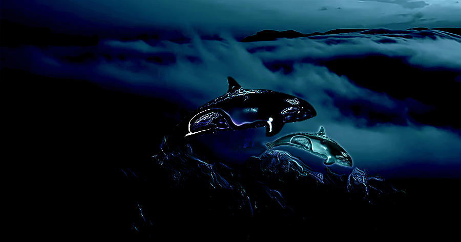 Orcas Lunares 6 Digital Art by Aldane Wynter