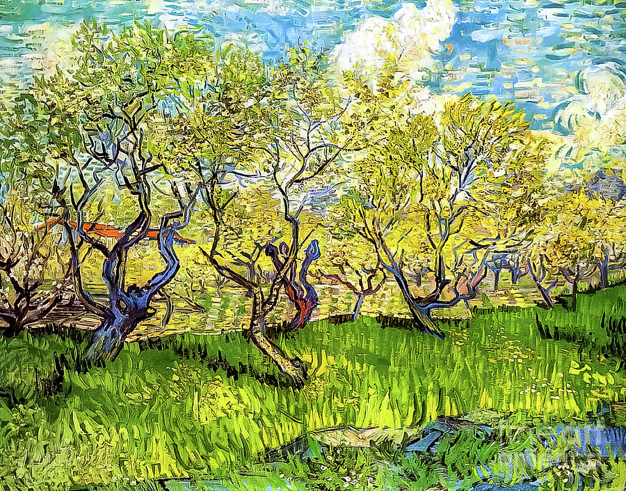 Orchard in Blossom III by Vincent Van Gogh 1888 Painting by Vincent Van Gogh