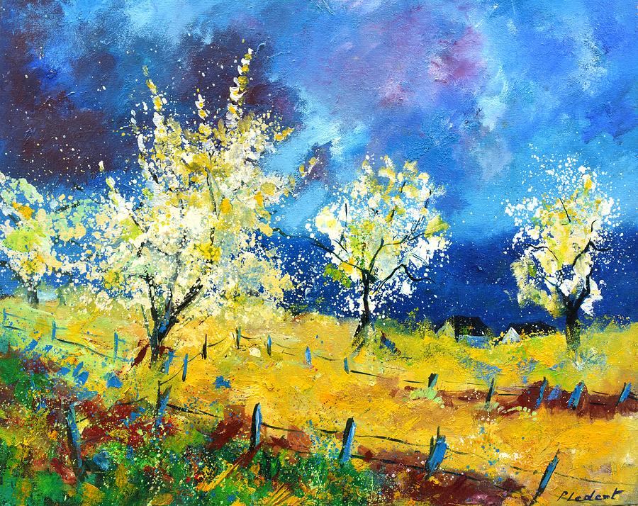Orchard in spring Painting by Pol Ledent