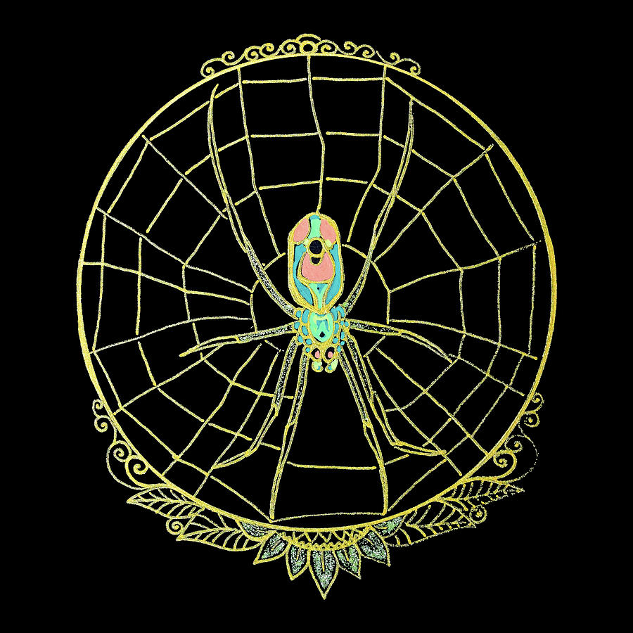 Orchard Orb Weaver Design Drawing by Katherine Nutt