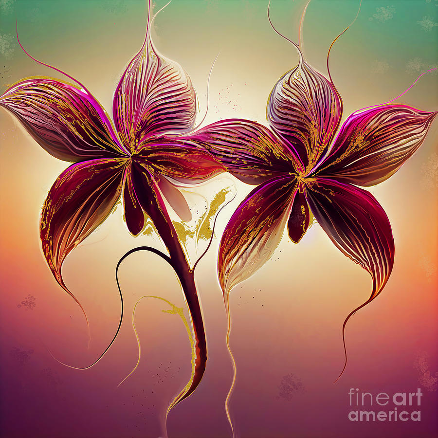 Orchid bloom painting Digital Art by Jirka Svetlik
