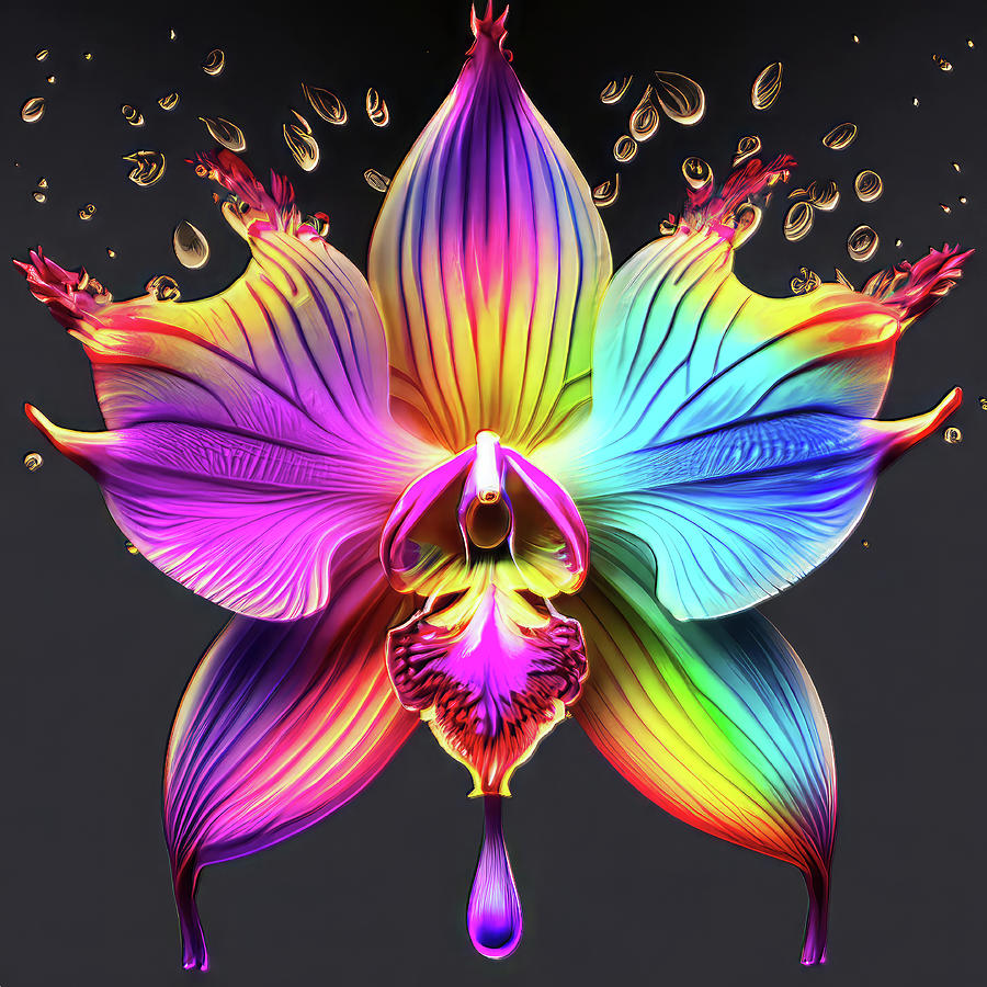Orchid Dripz A Digital Art by Bill and Linda Tiepelman