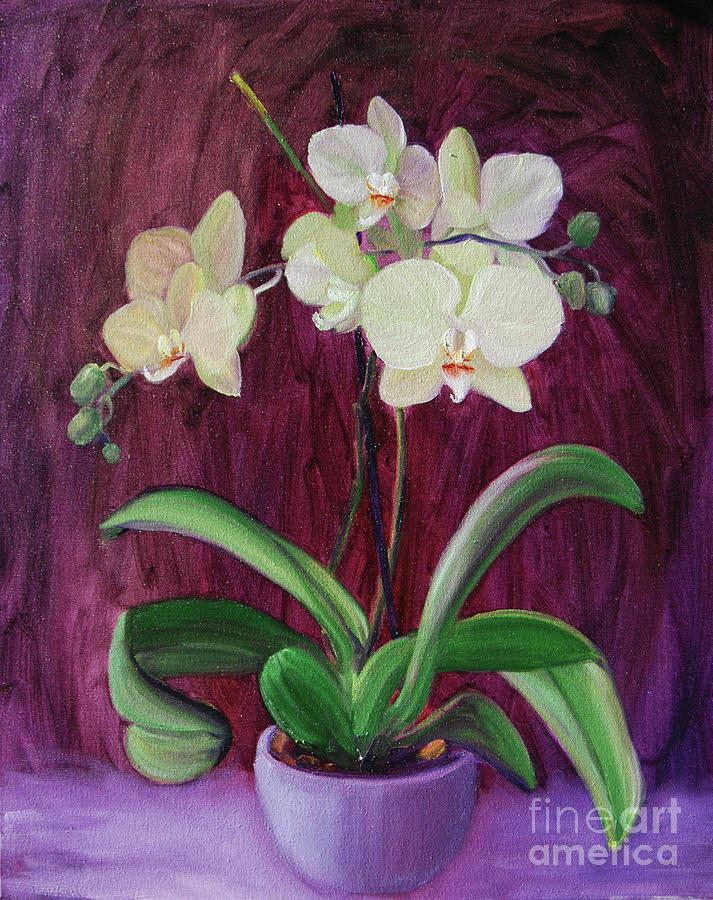 Orchid On Purple Painting by Frank Hoeffler