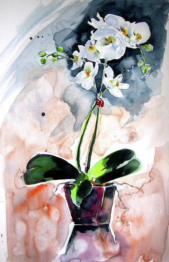 Orchidea still life Painting by Kovacs Anna Brigitta