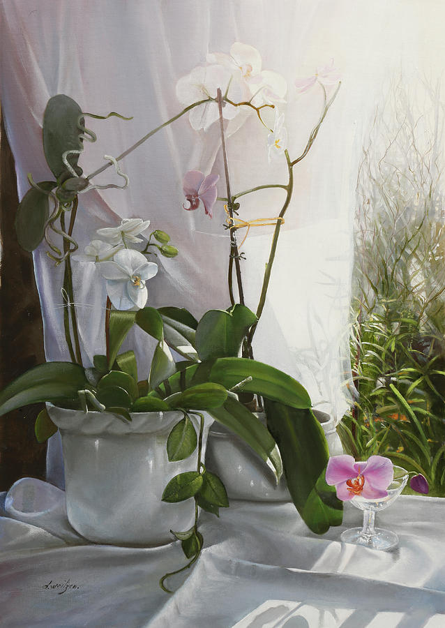 Still Life Painting - Orchidee Soffuse by Danka Weitzen