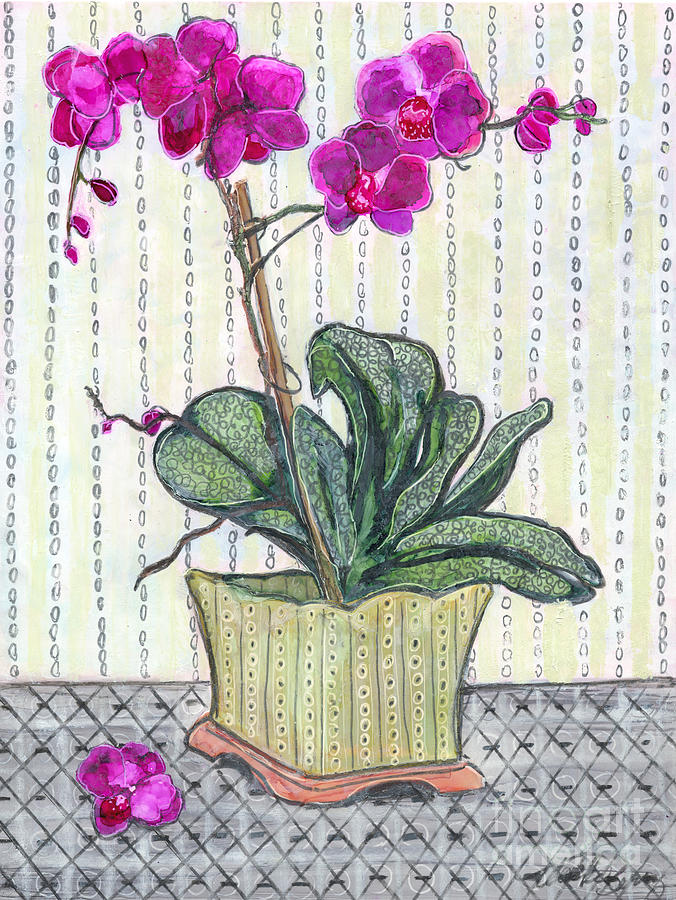 Orchids and Patterns Painting by Vicki Baun Barry